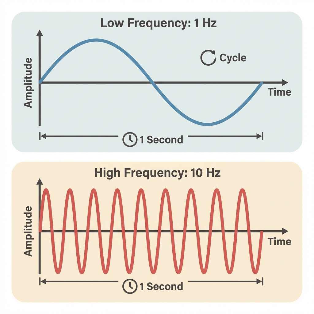 Frequency Wave Diagram: 1Hz vs 10Hz